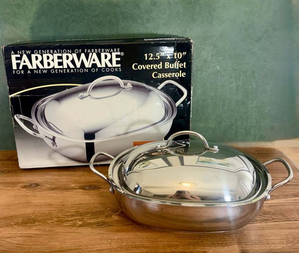 Farberware Covered Buffet Casserole 12.5" x 10" Stainless Steel